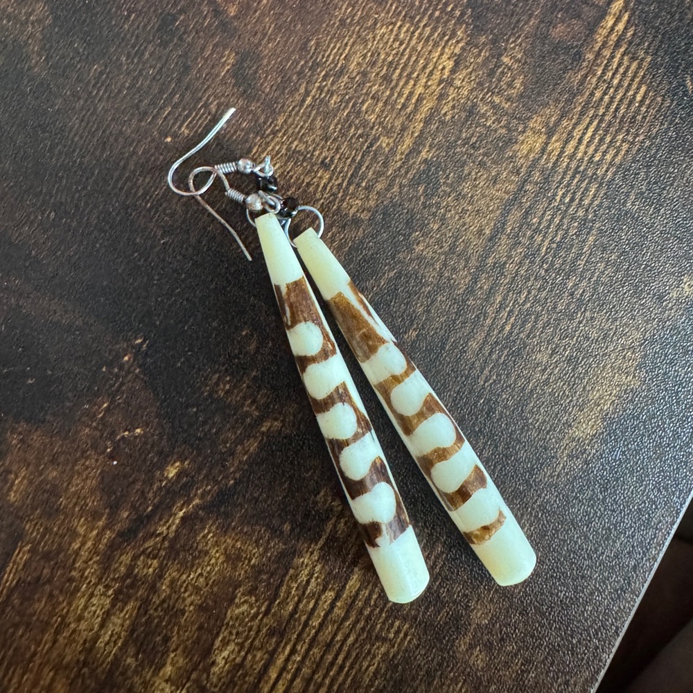 Brown and Cream Dangle Earrings